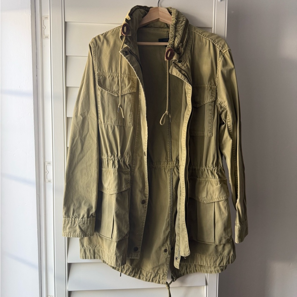 J. Crew Olive Green Utility Jacket with Drawstring Waist